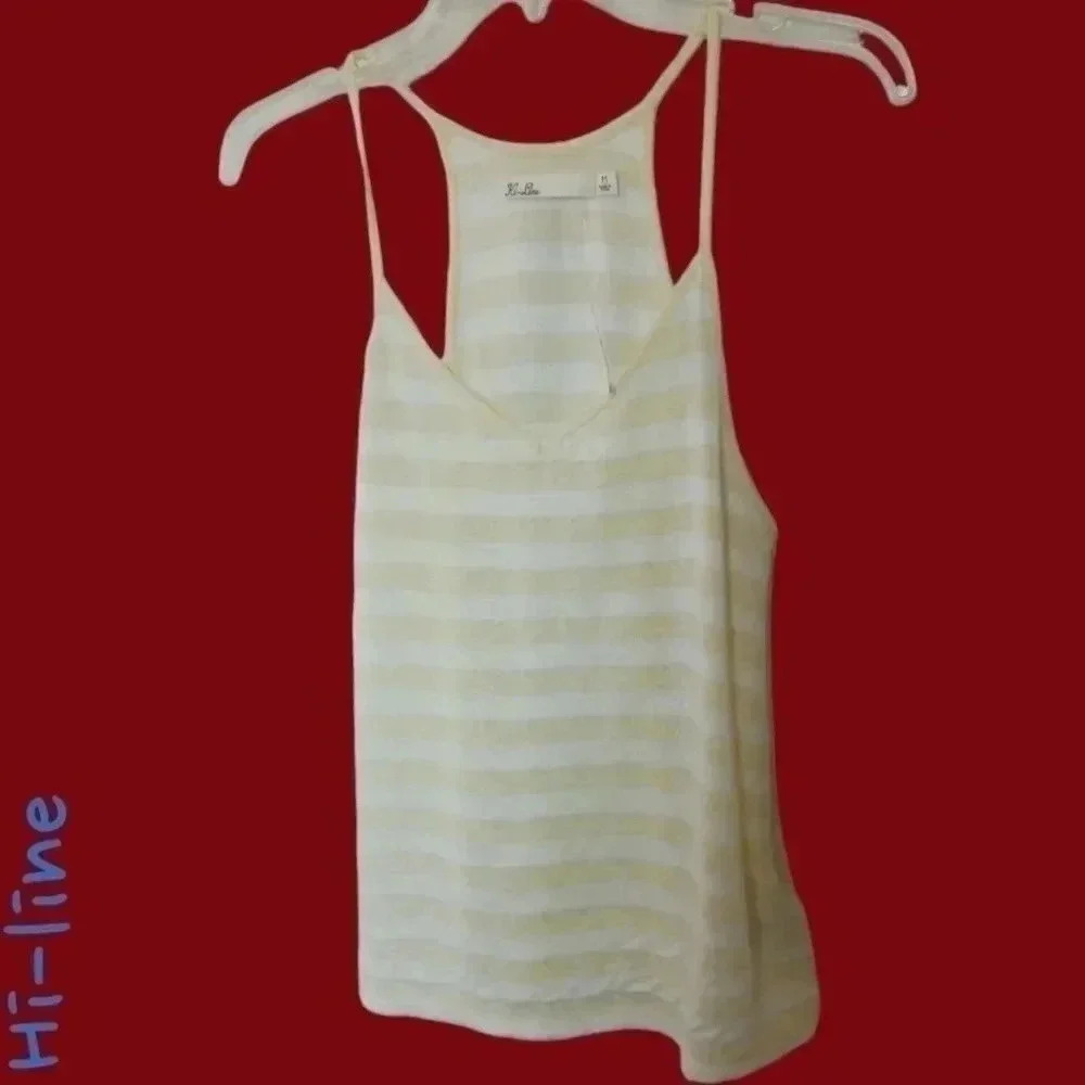 Hi-line madewell racerback tank top white and yellow stripes size Small